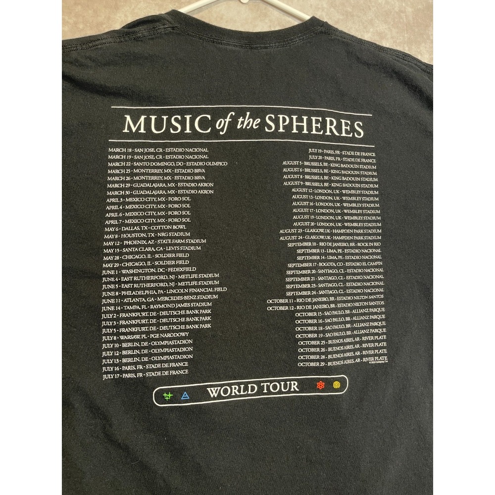 Coldplay Music of the Spheres Shirt Mens XL Black World Tour Band Tee 2022 - Picture 4 of 13